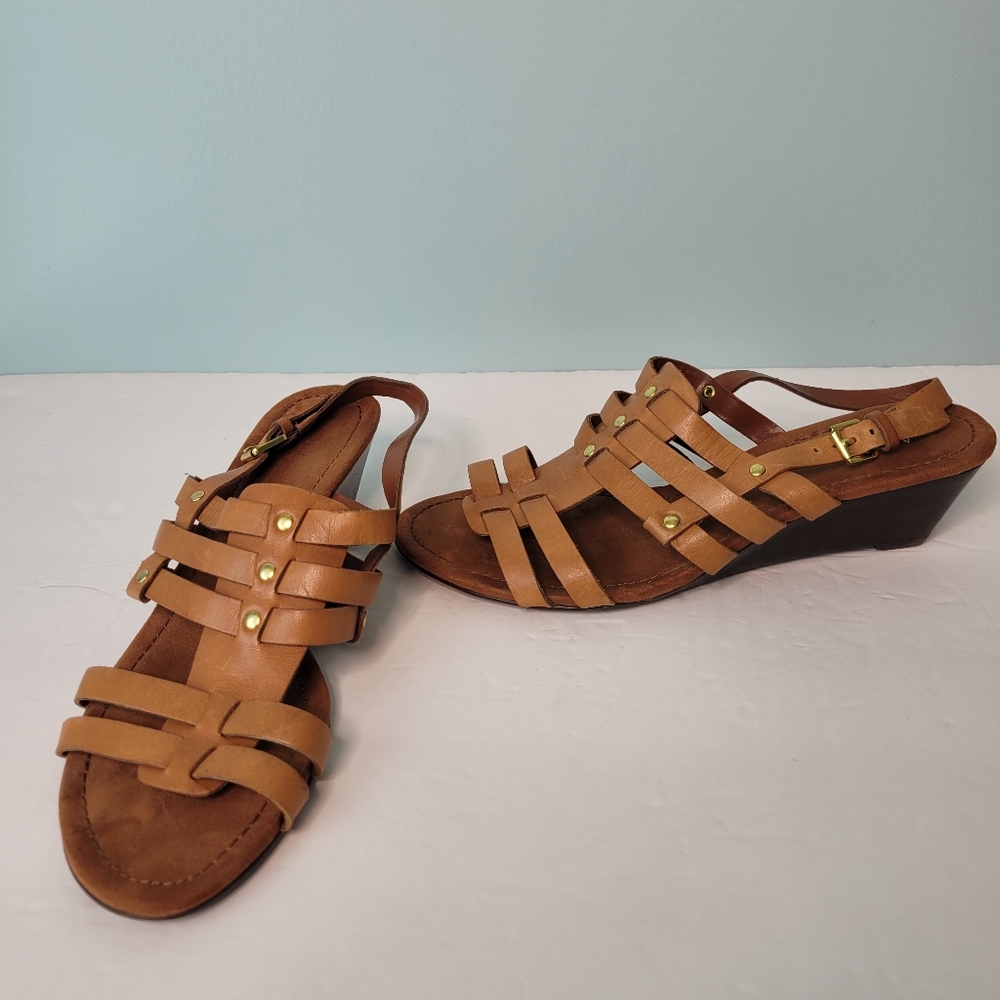 Ralph Lauren Shoes Size 8 B Womens Brown Lucetta Caged Leather Open Toe Sandal
